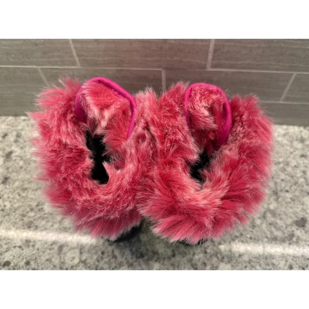 Kamik Kids Pink Black Faux Fur Trim Waterproof Winter Snow Boots Size 7 Toddler